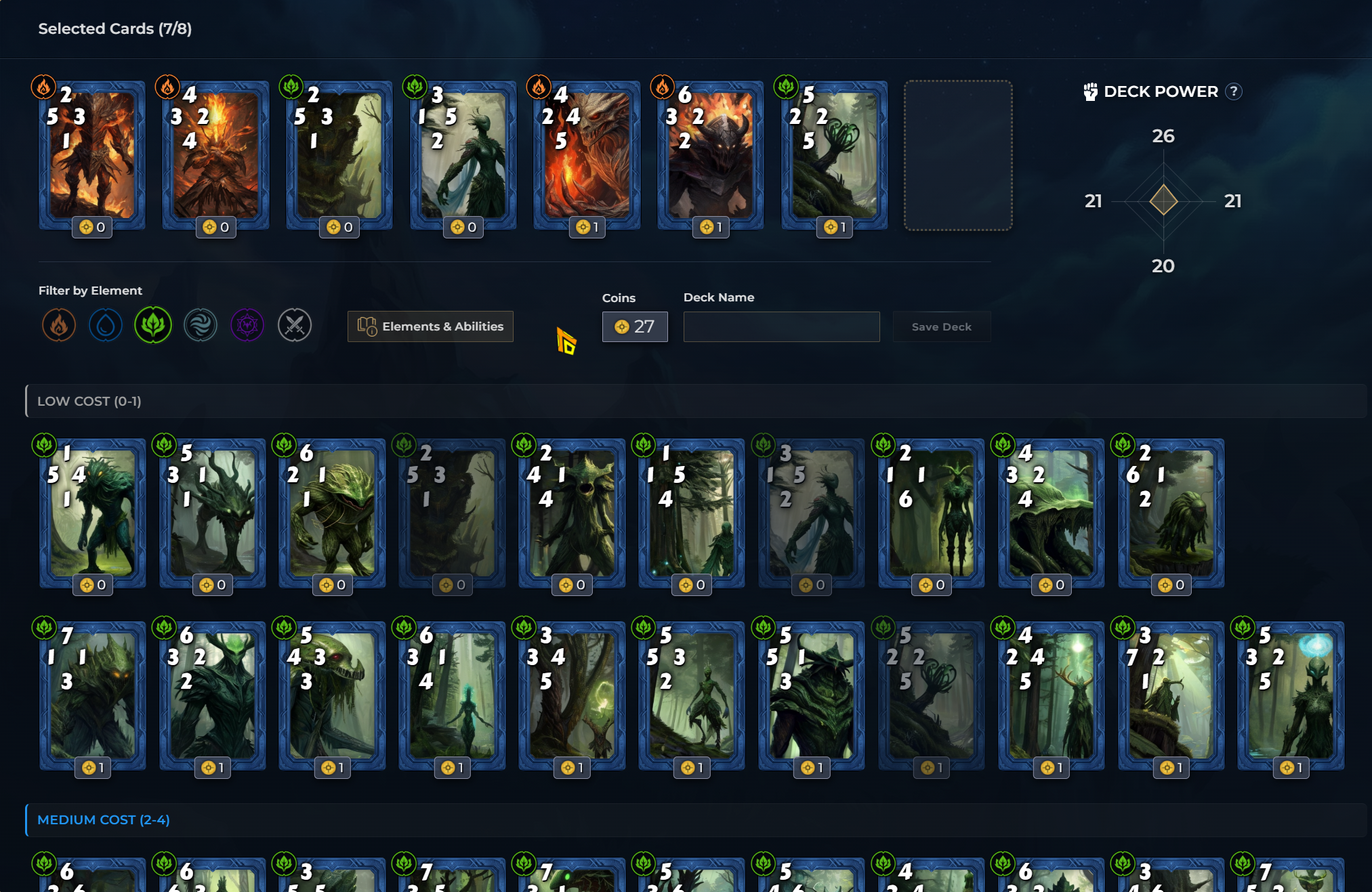 Deck builder with Nexaris cards